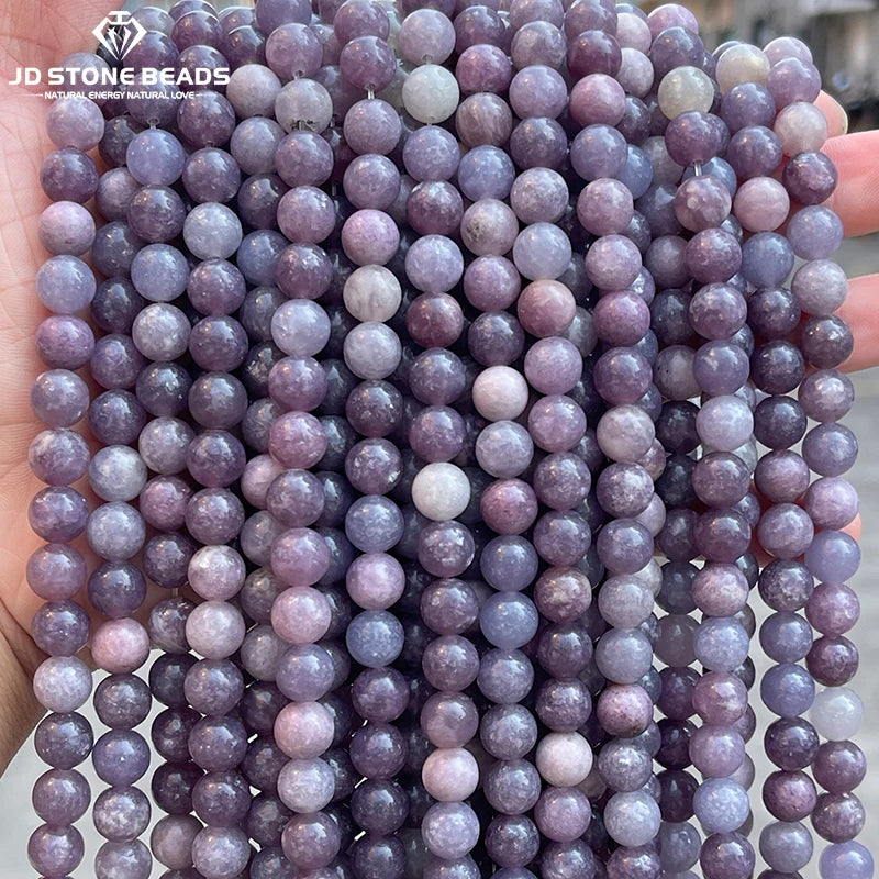 Natural Stone China Lepidolite Beads - Round Loose Spacer Beads for Jewelry Making