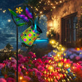 Solar-Powered Butterfly Watering Can Garden Decor with Lantern - Outdoor Lawn Accent