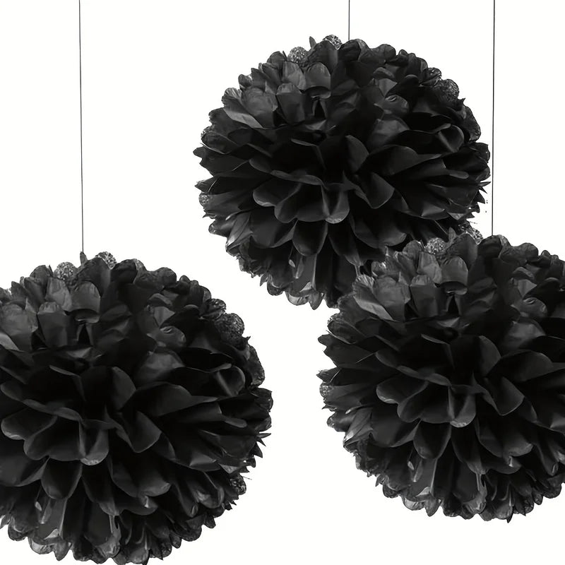 3-Pack 10 Inch Paper Pom Poms Hanging Decorations for Weddings & Parties