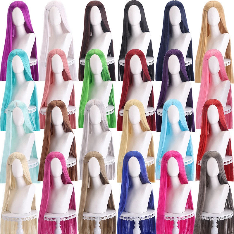 Long Straight Cosplay Wig 100cm Heat Resistant Synthetic Hair with Multiple Colors