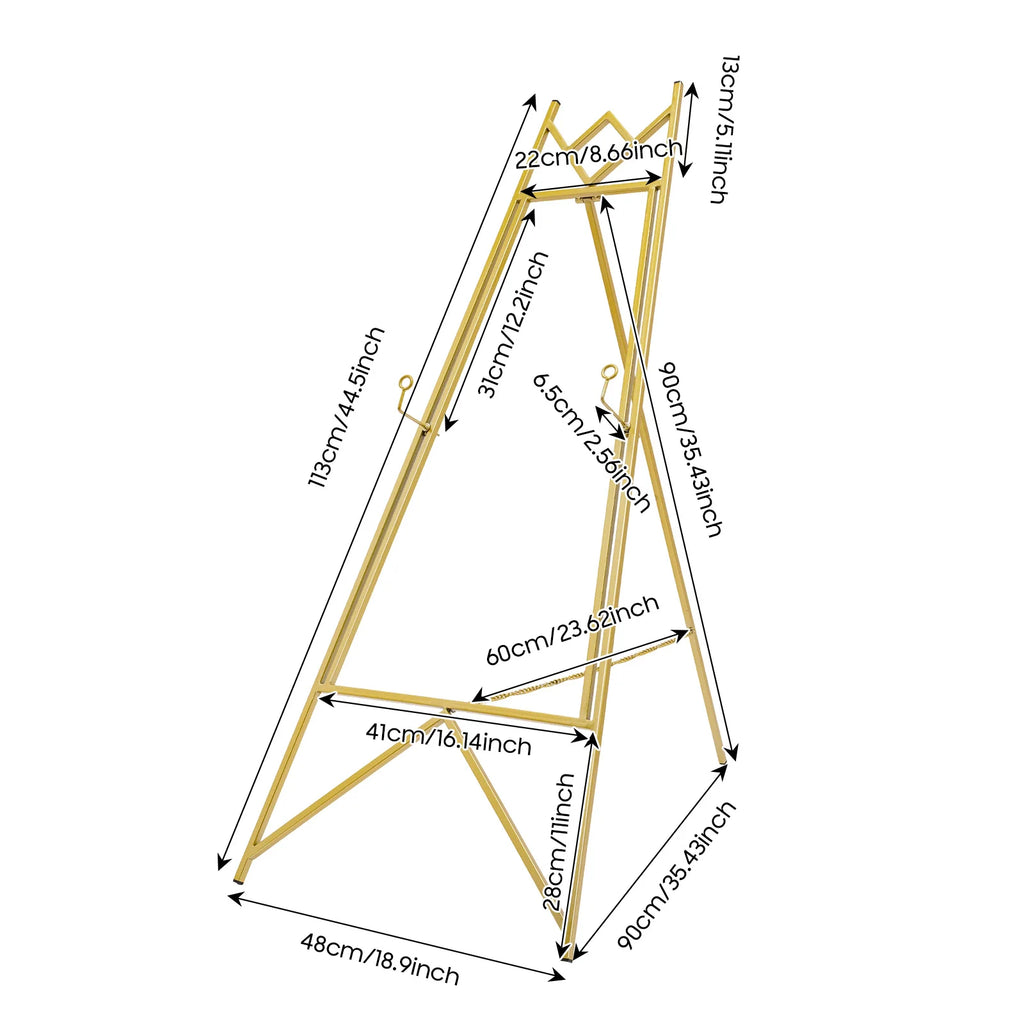 Gold Display Easel Stand 2 Pack Adjustable Poster Frame Floor Sign for Wedding & Events