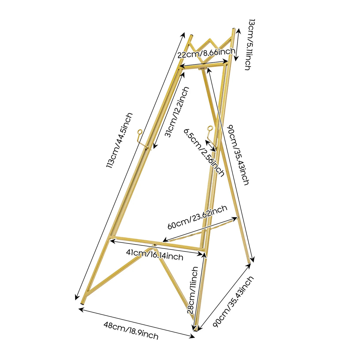 Gold Display Easel Stand 2 Pack Adjustable Poster Frame Floor Sign for Wedding & Events