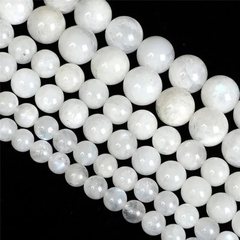 Natural Selenite Beads for Jewelry Making - Semi-Precious Round Loose Stones