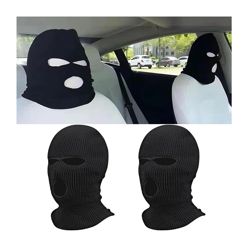 Universal Car Headrest Cover Face Mask Ski Mask Holiday Decoration for Tesla BMW Ford Volkswagen Kia