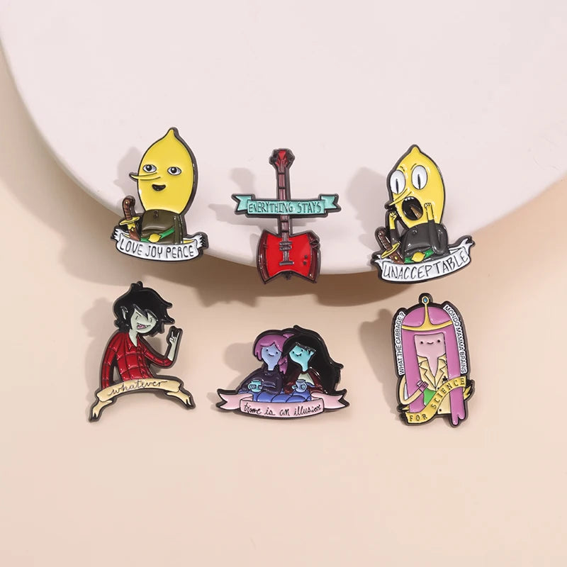 Cartoon Adventures Time PB Characters Metal Enamel Pins for Fans Collection Gifts
