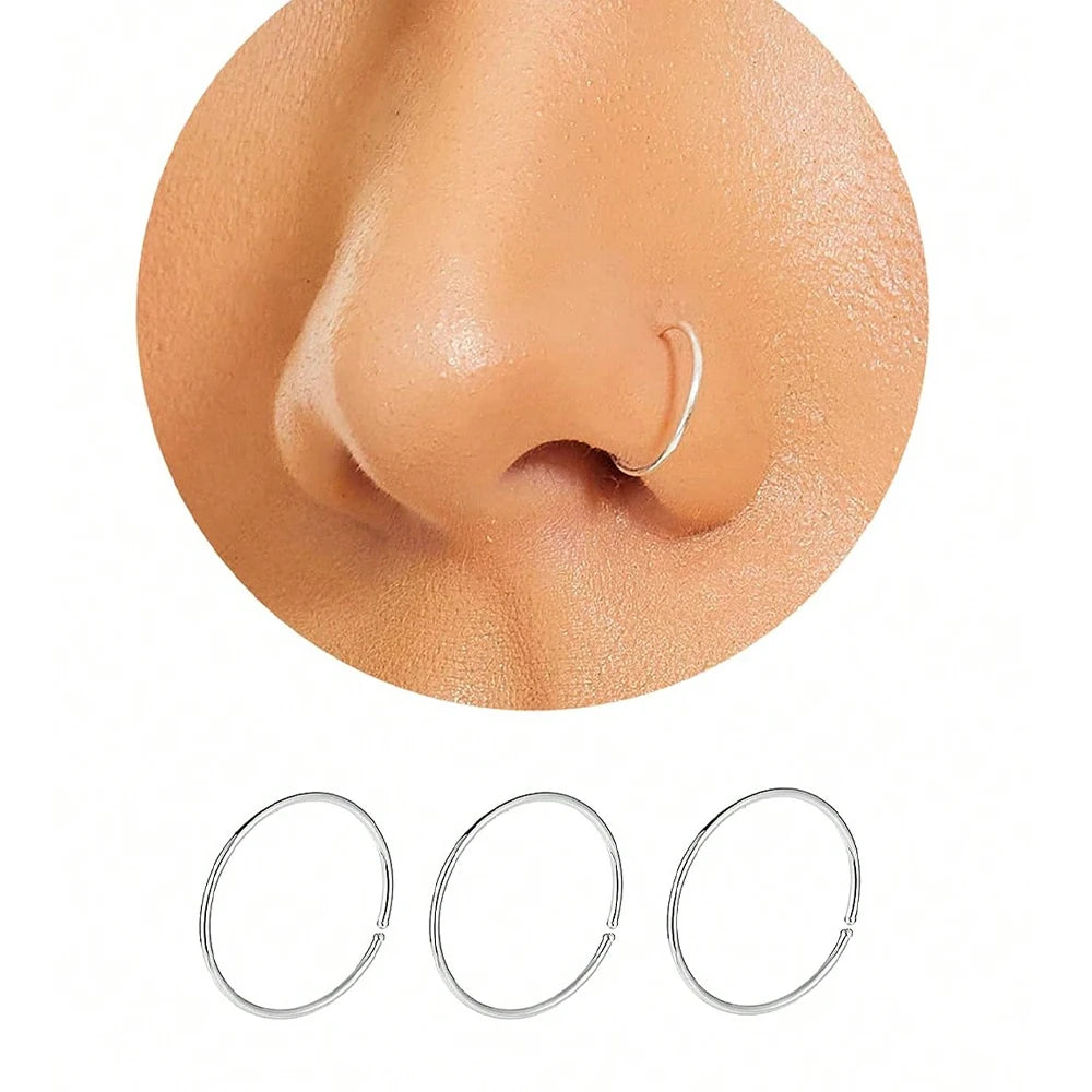 Mini Nose Rings Set - 14K Gold Plated Nose Hoop Jewelry for Women & Men
