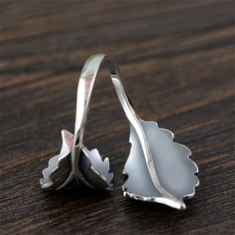 Vintage Leaf Resizable Ring for Women Silver Tone Stylish Jewelry