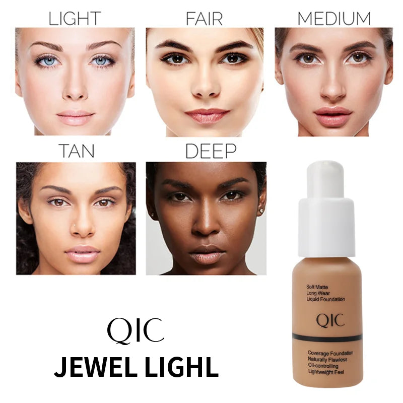 Liquid Foundation Concealer Face Makeup - Flawless Matte Oil-Control Waterproof 30ml