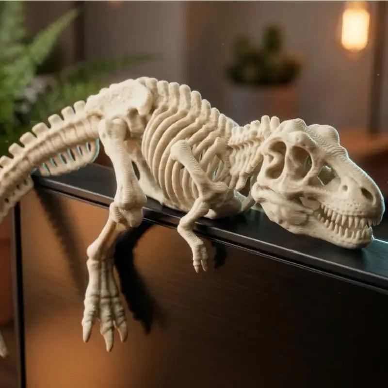 Sleeping T-Rex Monitor Topper Figurines 3D Printed Dinosaur Desk Decor