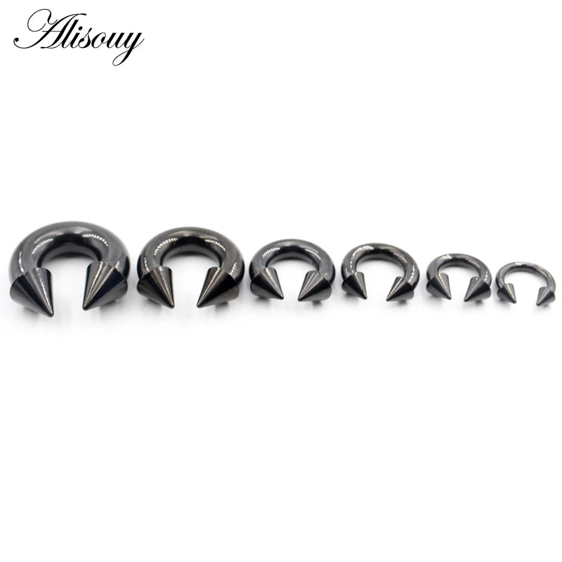 Nose & Septum Piercing Ring Set - Large Gauge Stainless Steel Spike Hoop
