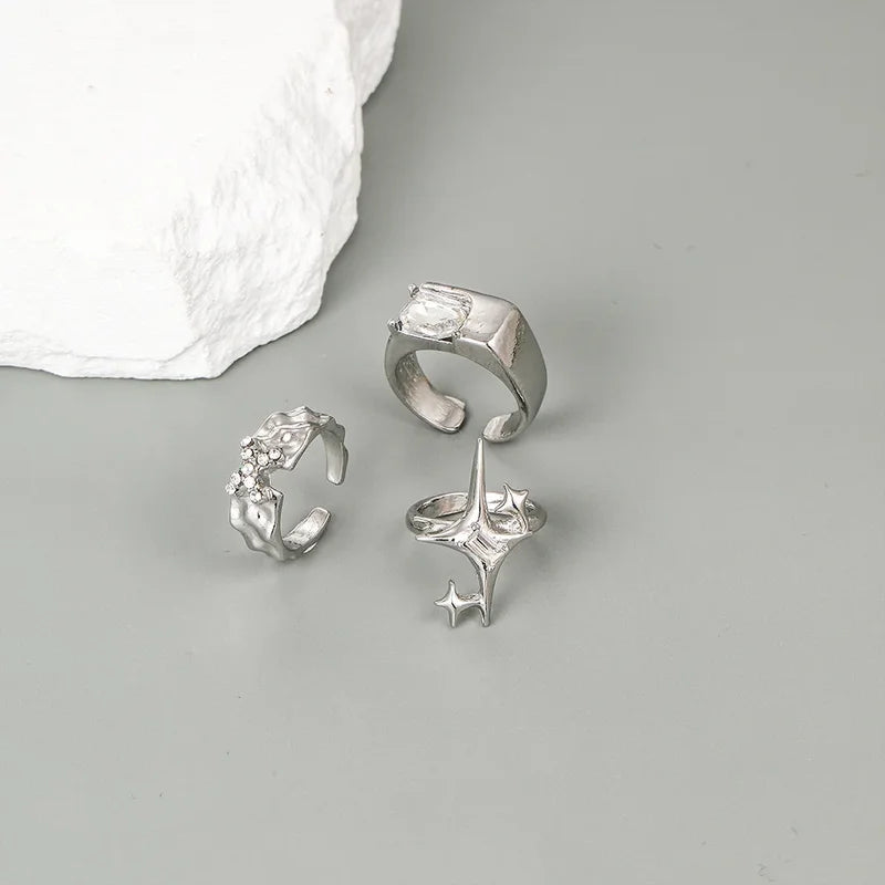 Open Geometric Metal Ring with Zirconia for Women - Glamour Jewelry Accessory