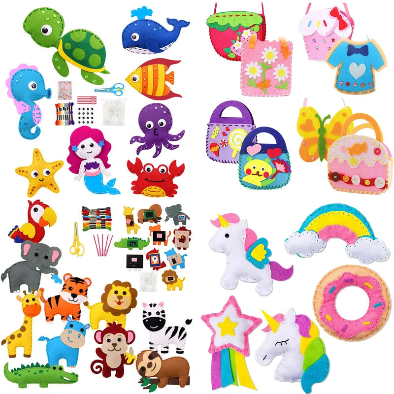 Kids Sewing Craft Kit Woodland Animals DIY Felt Plush Toys Educational Art Set