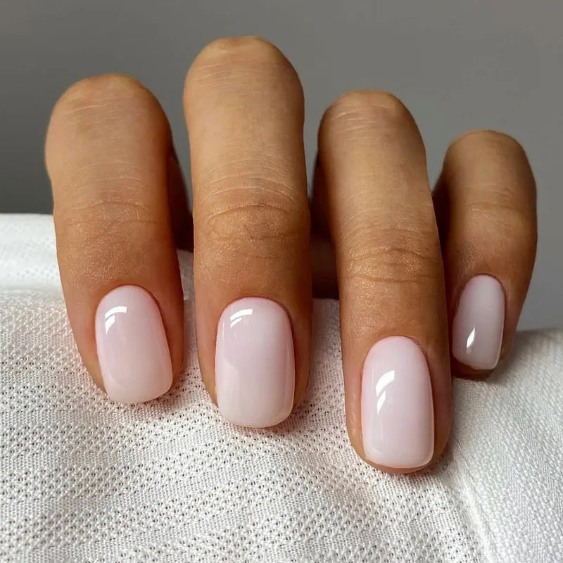 24P French Short Solid Color False Nails - Elegant Acrylic Fake Nail Tips
