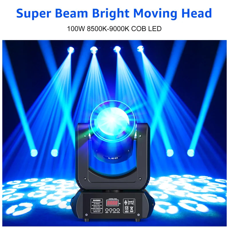 150W Beam Moving Head Stage Lights with 18 Prism & Gobo Effects for DJ, Wedding, Party