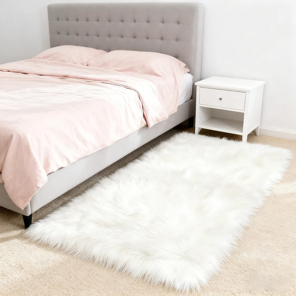 Fluffy Furry Area Rug 10x12 for Living Room & Bedroom - Shaggy Plush Rectangle Carpet