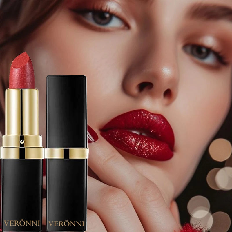 10 Color Glitter Lipstick & Lip Gloss Set - Waterproof Long Lasting Shimmer Pearlescent Lip Makeup