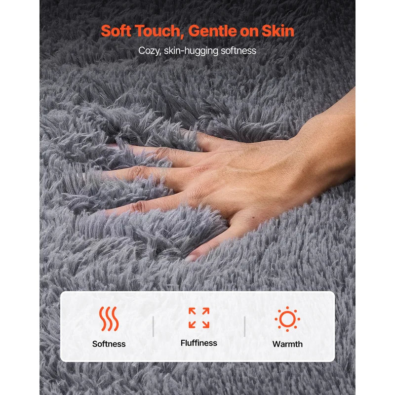 8 x 10 ft Plush Area Rug - Soft Furry Shag Carpet for Living Room & Bedroom