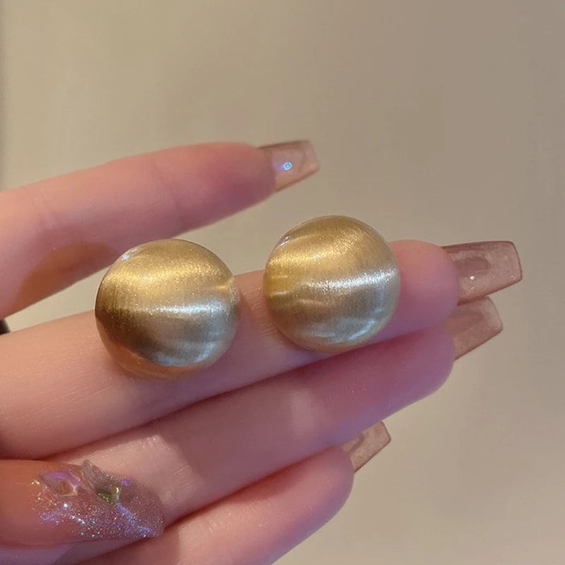 Simple Geometric Round Stud Earrings for Women - Trendy Retro Jewelry
