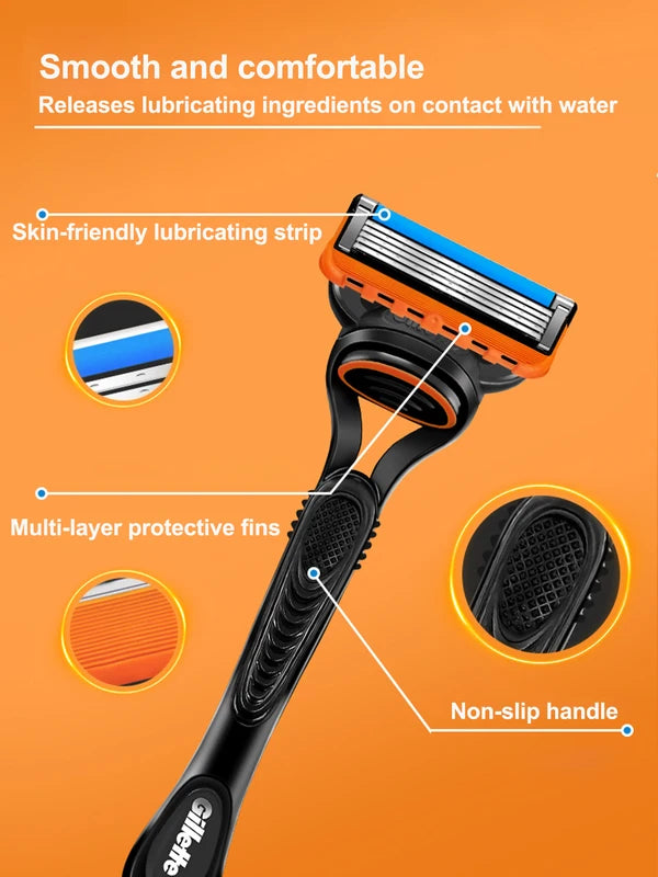 Men's 5-Layer Safety Shaving Razor Set with Nano Blades and FlexBall Technology