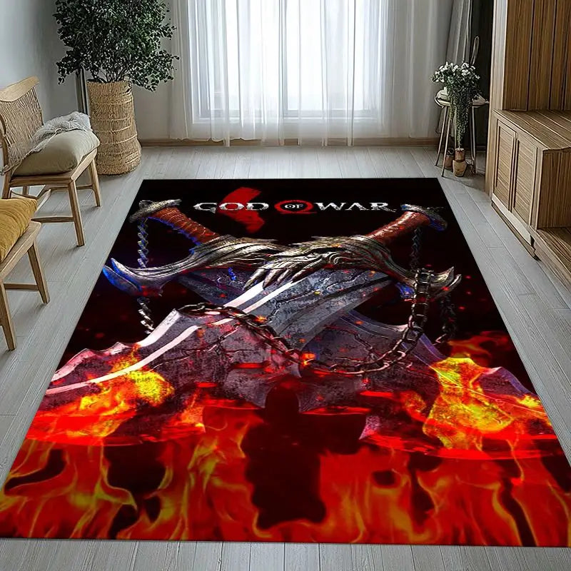 God of War Kratos Area Rug Non-Slip Soft Carpet for Living Room Bedroom Kids Playroom