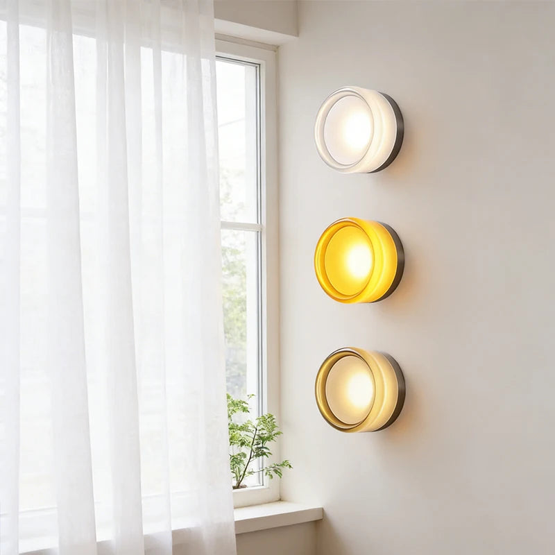 Modern LED Wall Lamp for Living Room Amber & Smokey Grey Wall Sconce Lighting