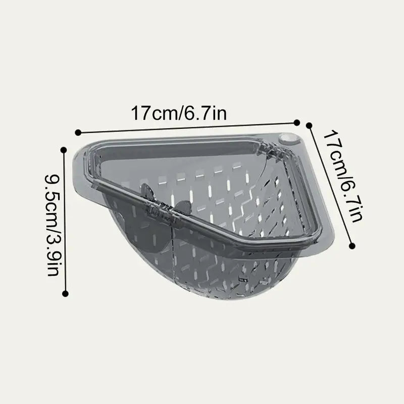 Kitchen Sink Drain Filter Basket - Triangular Food Waste Strainer & Storage Caddy