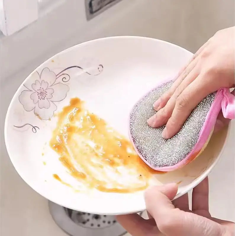Double-Side Dishwashing Sponge Set Reusable Kitchen Cleaning Sponges
