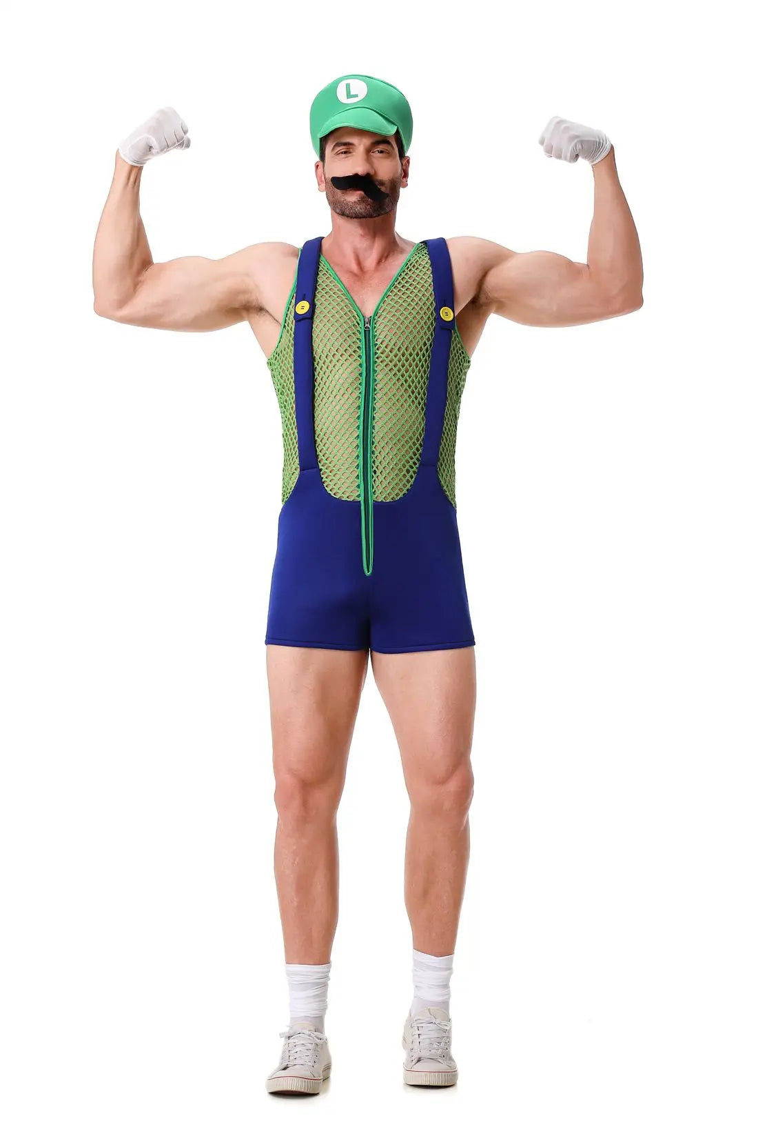 Halloween Cosplay Men's Anime Super Luigi Overalls Jumpsuit Costume for Carnival Party