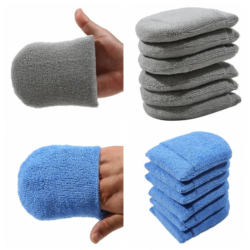 Microfiber Car Wax Applicator Mitts Set - Polishing & Detailing Sponge Pads