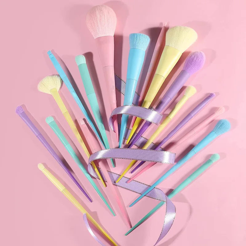Multi-Color Makeup Brush Set - 17 Color Face & Eye Brushes for Cosmetics