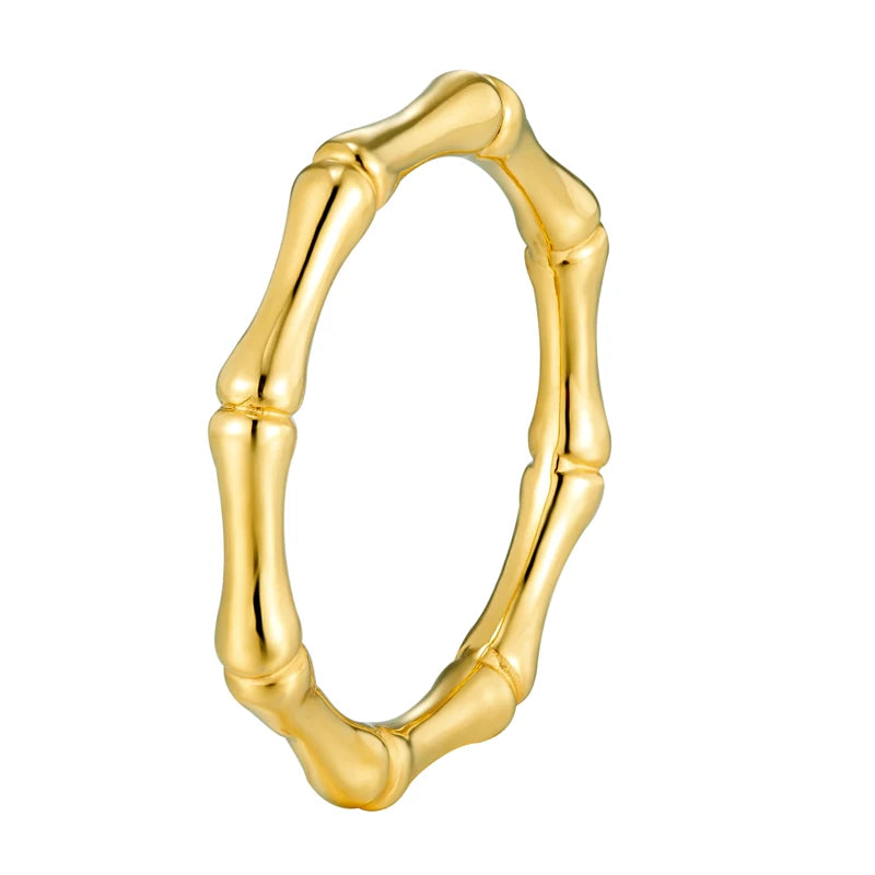 Bamboo Shape Stainless Steel Ring for Women - Decorative Party Jewelry