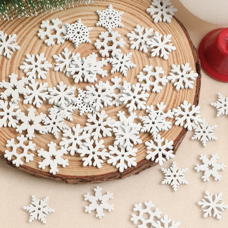 Wooden Snowflakes Christmas Ornaments DIY Craft Decor Set - 50 or 100 pcs