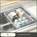 Stainless Steel Sink Drain Rack Kitchen Organizer Retractable Large Capacity Durable