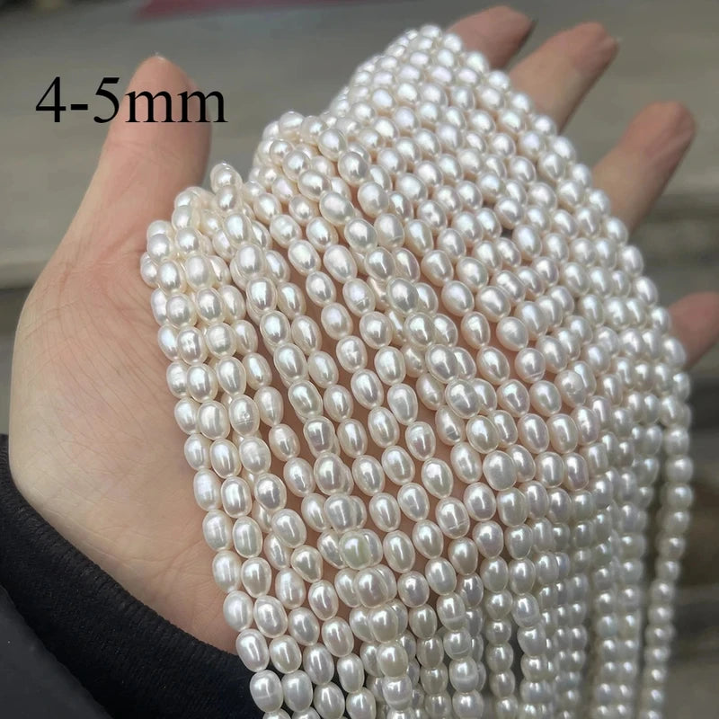 Natural Freshwater Pearl Beads Rice Shape Loose Jewelry Making Beads