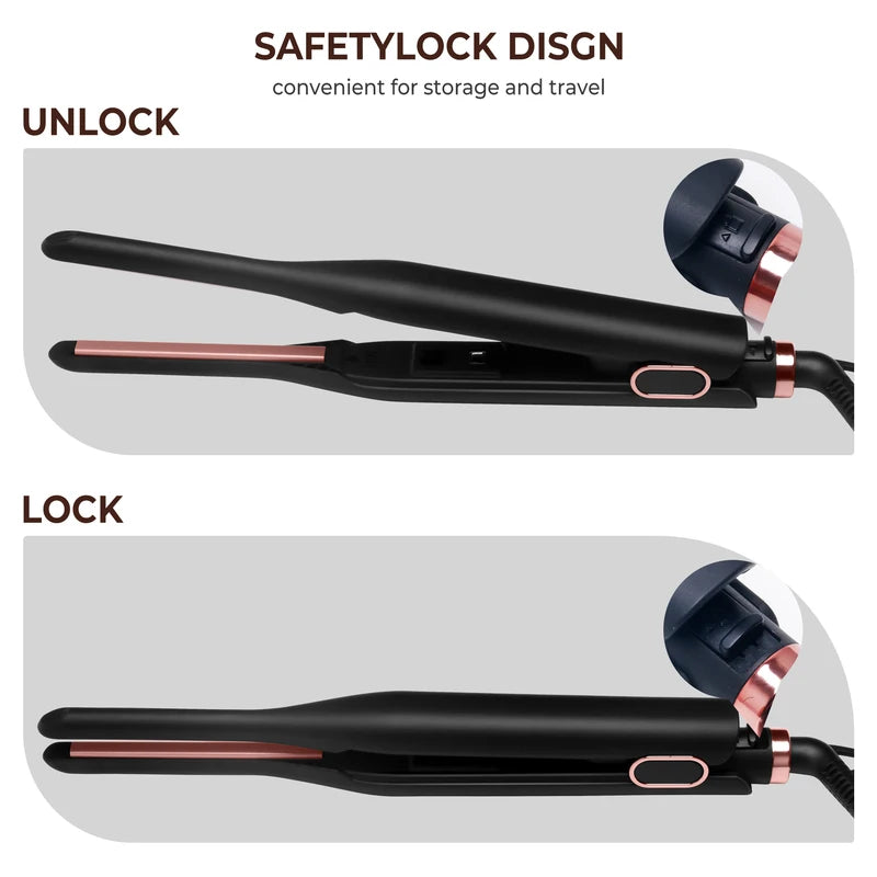 Mini Flat Iron for Short Hair - Ceramic Beard & Hair Straightener