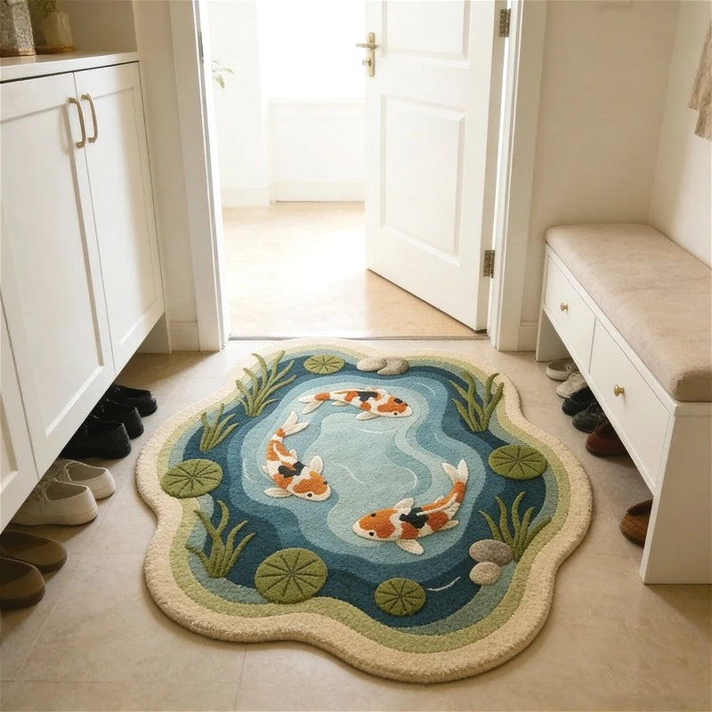 Cartoon Alien Fish Pool Carpet Non-Slip Floor Mat for Living Room and Bedroom
