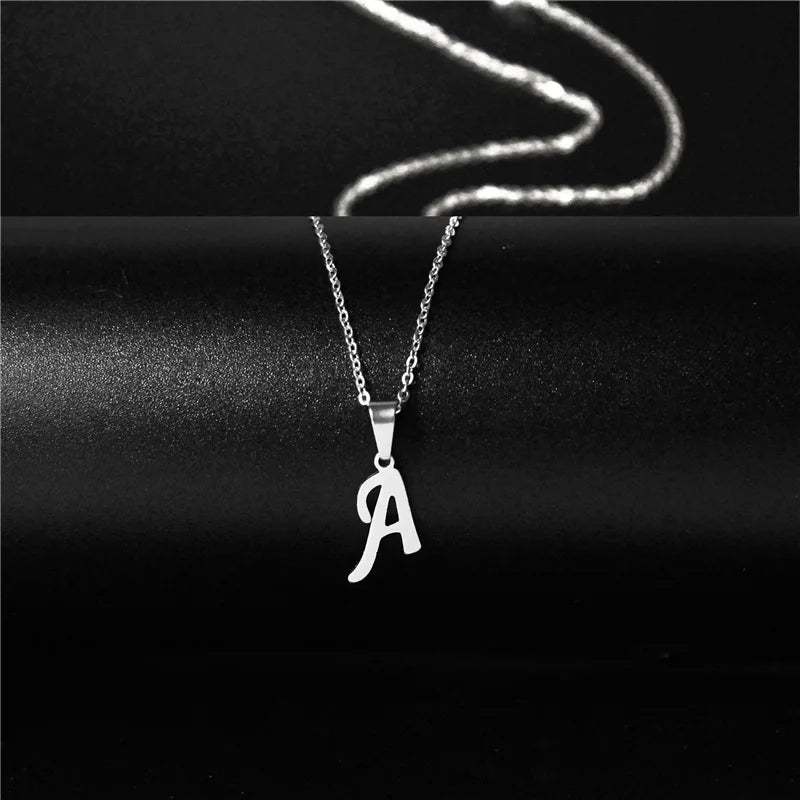 Initial Letter Pendant Necklace for Women Stainless Steel Clavicle Chain Jewelry