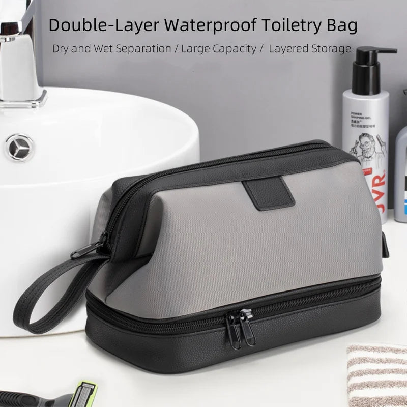 Large Capacity Travel Toiletry Bag for Women Men Waterproof Makeup Organizer 2-Layer
