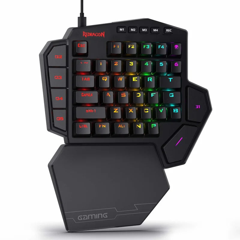 Redragon K585 DITI One-Handed RGB Mechanical Gaming Keyboard with Wrist Rest & Hot-Swappable Keys