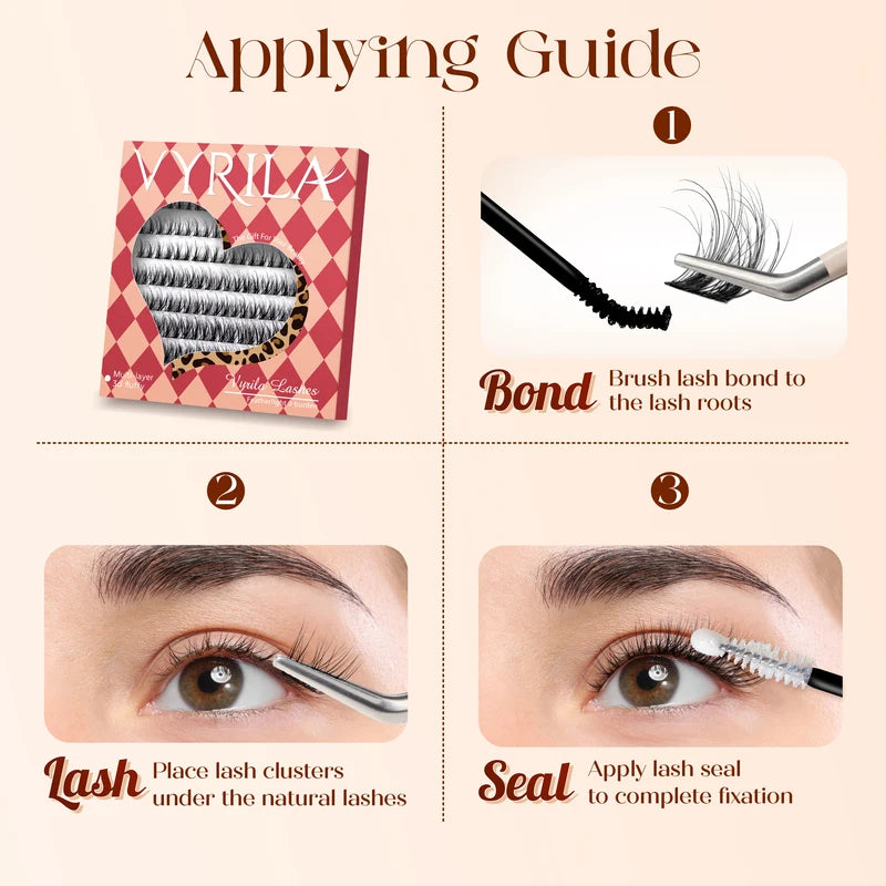 Individual Lash Clusters 0.05mm PBT Fiber Eyelash Extensions for DIY Natural & Fluffy Looks