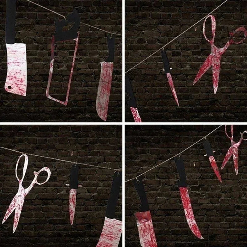 Halloween Decoration Bloody Weapons Garland Banner for Haunted House Party Supplies