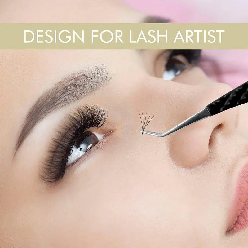 Professional Lash Tweezers for Eyelash Extensions - Stainless Steel, 90 Degree Precision