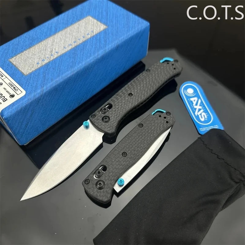 Folding Knife with Carbon Fiber Handle and Damascus Blade - Outdoor Camping & Hunting Tool