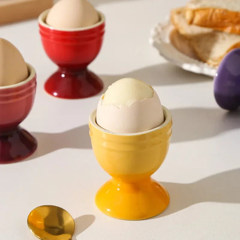Colorful Gradient Ceramic Egg Cup - Creative Circular Small Egg Holder for Kitchen & Home