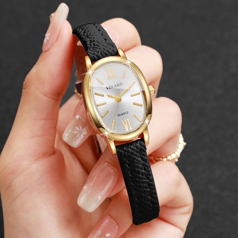 Elegant Women Quartz Watch with Ultra-Thin Leather Strap - Multiple Colors