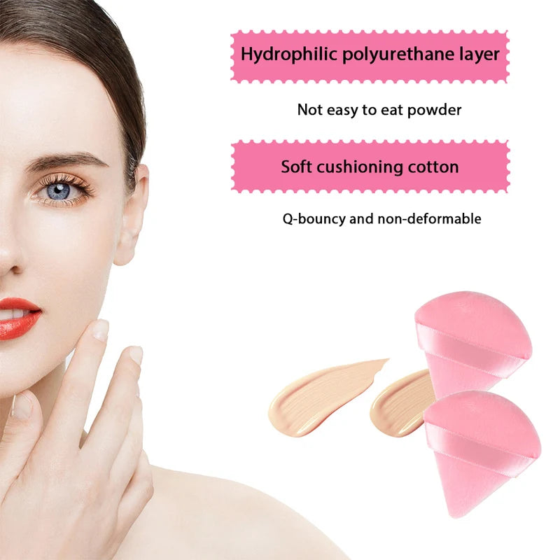 Triangle Velvet Powder Puff Makeup Sponges Set - Heart Shaped Foundation Blenders