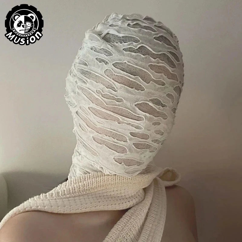 Gothic Punk Distressed Face Mask - Windproof Breathable Balaclava for Skiing Cycling Halloween