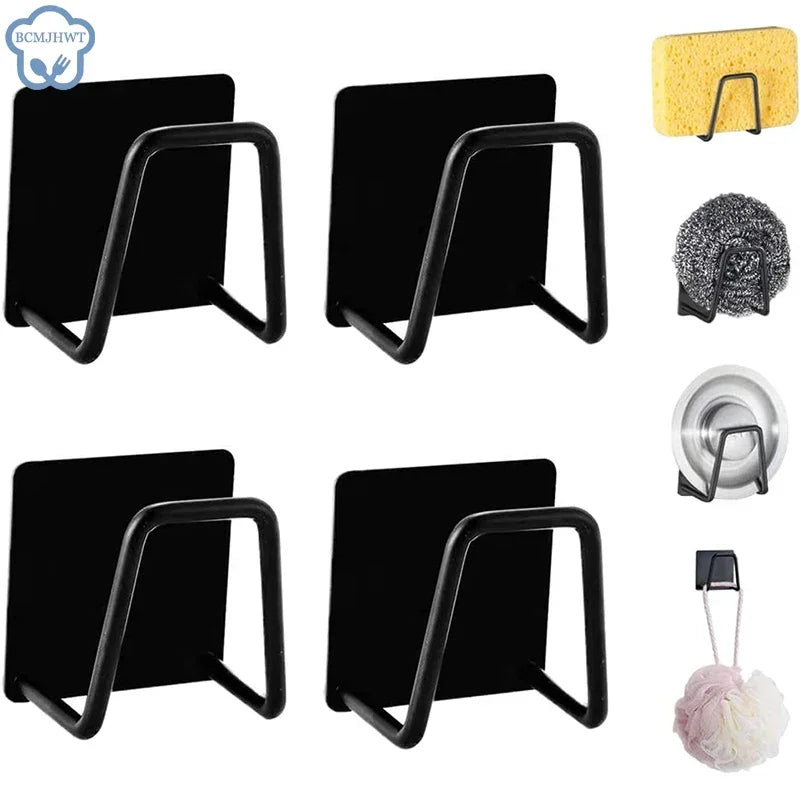 Self-Adhesive Stainless Steel Sink Sponge Holder Rack Kitchen Organizer