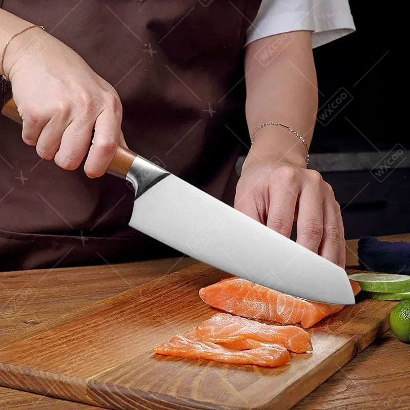 Japanese Santoku Kitchen Knife - Stainless Steel Chef & Fish Fillet Knife