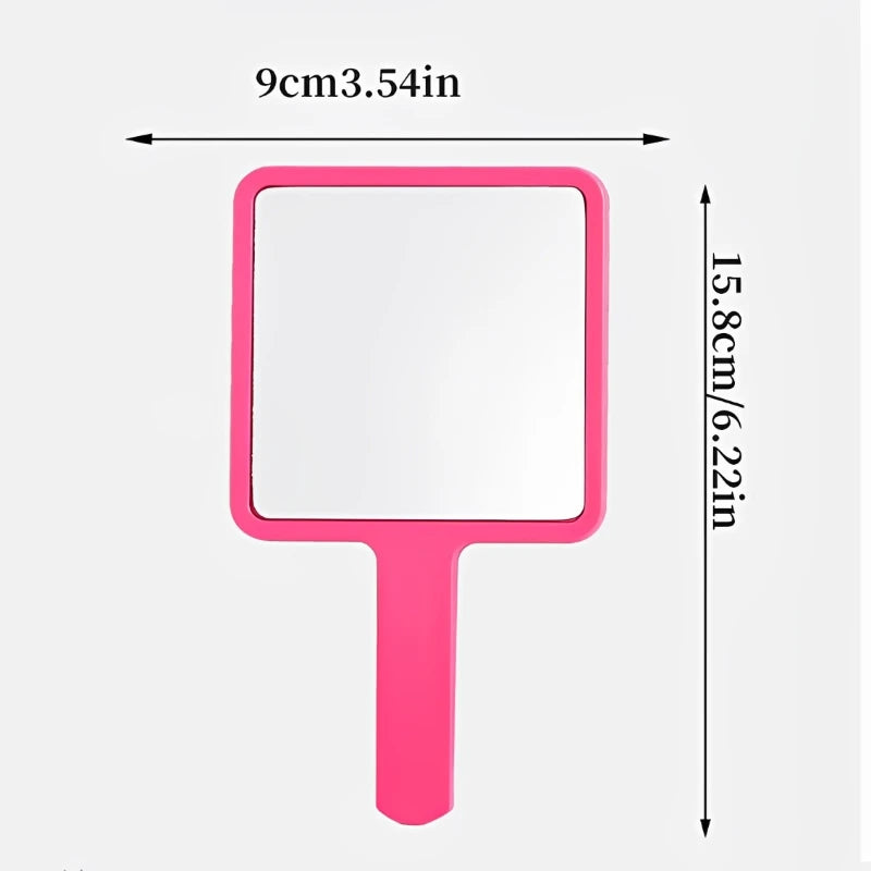 Handheld Makeup Mirror Square Vanity Mirror with Plastic Handle - High Definition Beauty Accessory